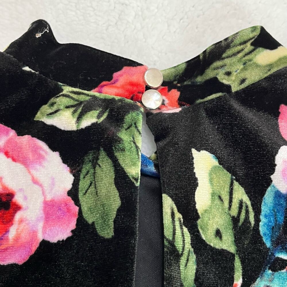 CB Girls Size 10 Dress Velvet Like Stretch Soft Floral - Picture 4 of 5